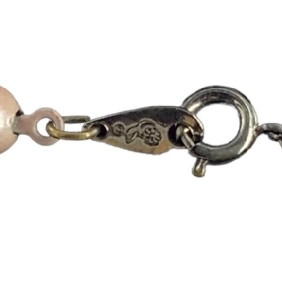 Vtg Oops A Daisy 80s Pale Pink Enamel Over Metal Long Necklace Faux Pearl 25" - Picture 3 of 3